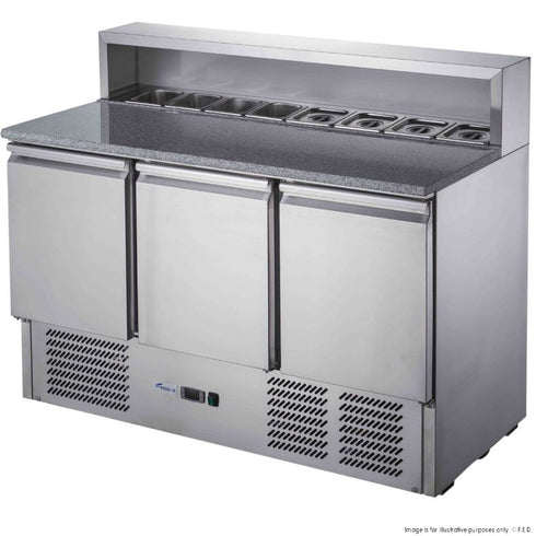 FED-X Three Door Salad Prep Fridge with Marble Top - XGNS1300E