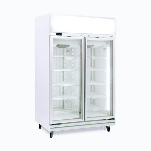 Bromic Flat Glass 2 Door 976L LED Upright Display Freezer - UF1000LF
