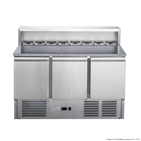 FED-X Three Door Salad Prep Fridge with Marble Top - XGNS1300E