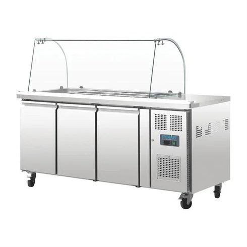 Polar U-Series Triple Door Refrigerated Saladette Counter - CT394-A