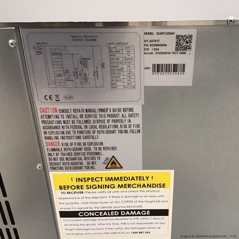 Ex-Showroom: FED-X S/S Four Door Bench Fridge - XUB7C22S4V-NSW2165