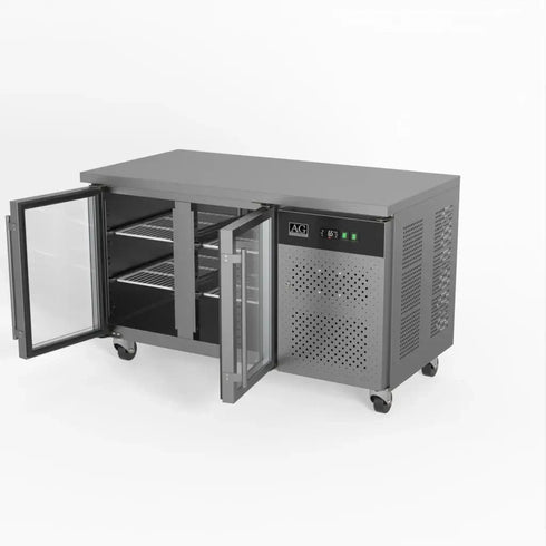 AG Two Door Commercial Glass Door Worktop / Under Bench Display Fridge 700mm Depth - GNX2100TNG