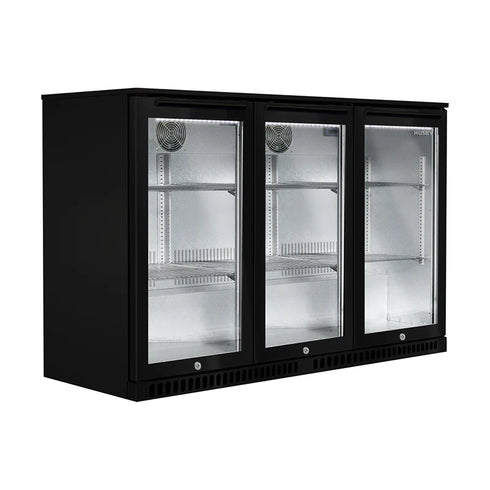 Husky 307L Triple Door Alfresco Drinks Chiller With Anti-Condensation Doors In Black (ALFC3BLK840EL)