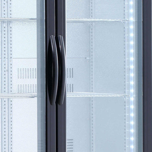 AG 477L Upright Double Glass Door Display / Backbar Fridge - Black - B500G