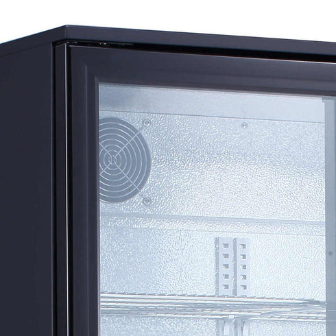 AG 477L Upright Double Glass Door Display / Backbar Fridge - Black - B500G