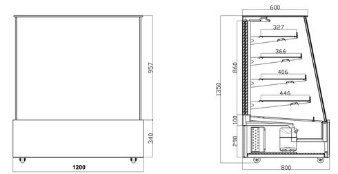 Bonvue Deluxe Heated Display Cabinet 900x800x1350 - H-SLP830C
