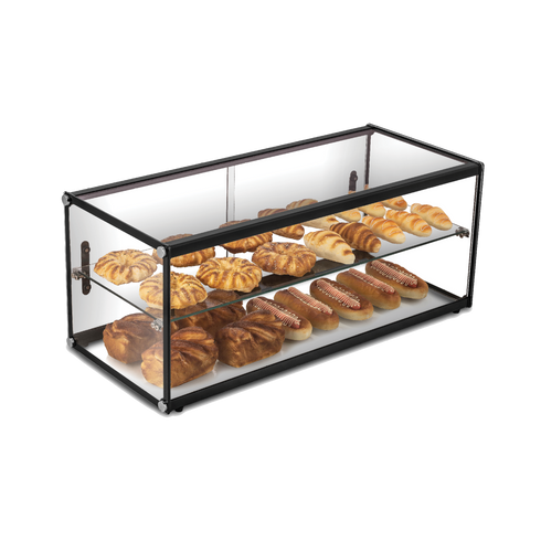 Exquisite Two Tiers Flat Glass Ambient Cake Display - CD120