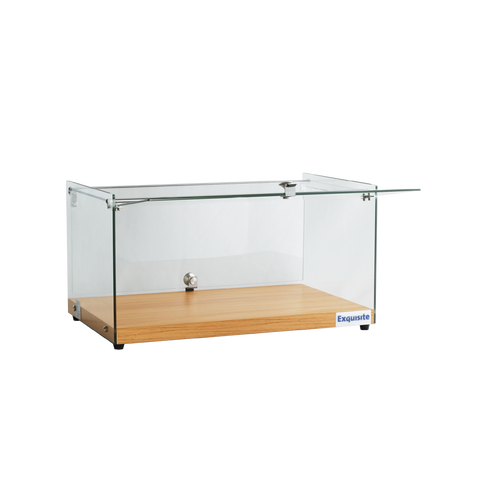 Exquisite One Tier Flat Glass Ambient Cake Display - Elegant Walnut - CD35-W