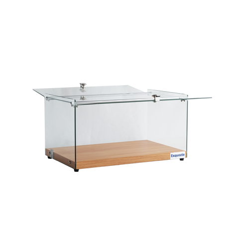 Exquisite One Tier Flat Glass Ambient Cake Display - Elegant Walnut - CD35-W
