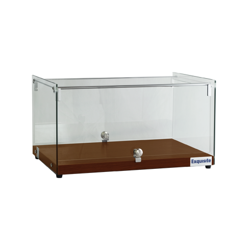 Exquisite One Tier Flat Glass Ambient Cake Display - Elegant Walnut - CD35-W