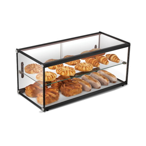 Exquisite Two Tiers Flat Glass Ambient Cake Display - CD90