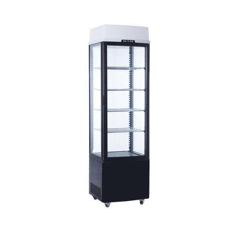 Exquisite Black Four Sided Glass Upright Display Fridge - CTD235