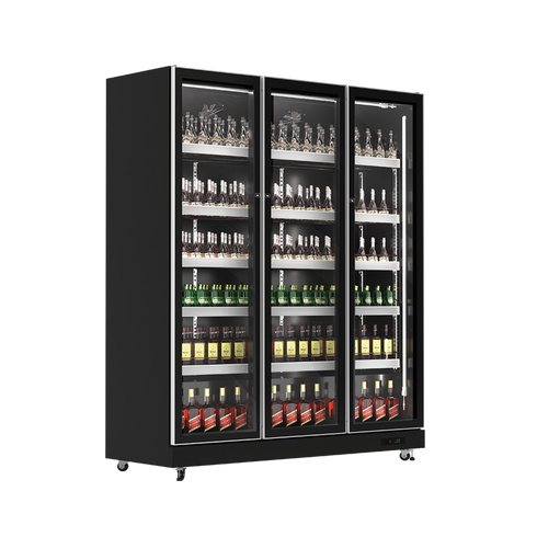Exquisite Three Glass Doors Upright Display Fridge – Black - DC1100