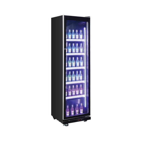 Exquisite One Glass Doors Upright Display Fridge – Black - DC410