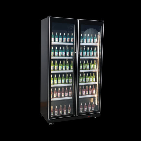 Exquisite Two Glass Doors Upright Display Fridge – Black - DC700