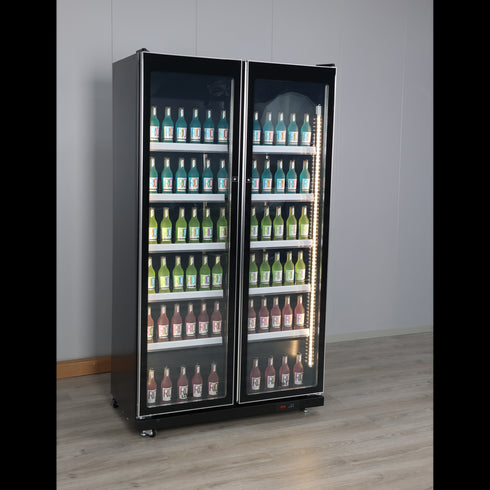 Exquisite Two Glass Doors Upright Display Fridge – Black - DC700