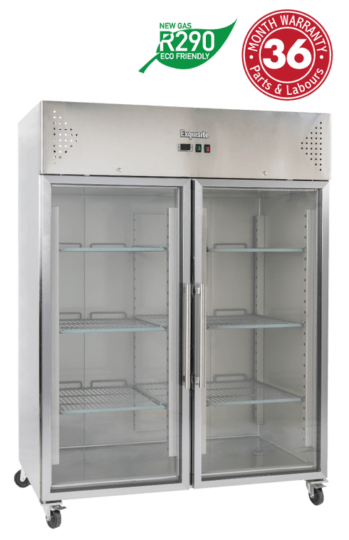 Exquisite Two Doors Stainless Steel Upright Chiller Glass Door - GSC1410G