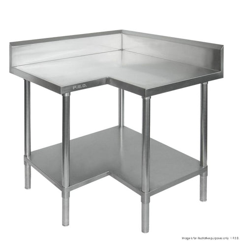 FED Economic Corner Workbench,100mm Splashback & Undershelf 0900-6-WBCB