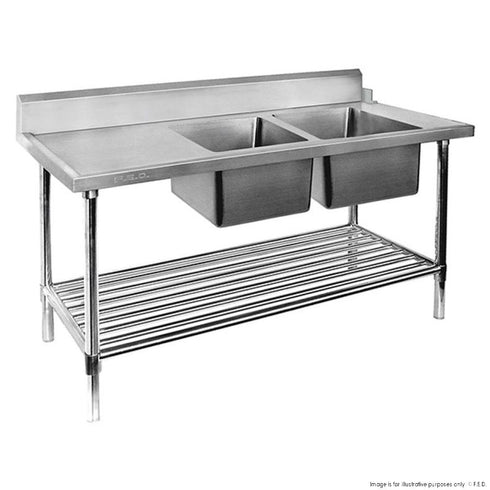 FED Right Inlet Double Sink Dishwasher Bench DSBD7-1500R/A
