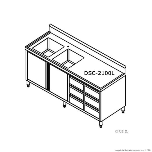 FED Kitchen Tidy Cabinet with Double Left Sinks DSC-2100L-H