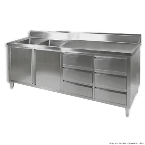 FED Kitchen Tidy Cabinet with Double Left Sinks DSC-2400L-H