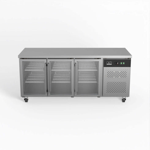 AG Three Door Commercial Glass Door Worktop / Under Bench Display Fridge 700mm Depth - GNX3100TNG