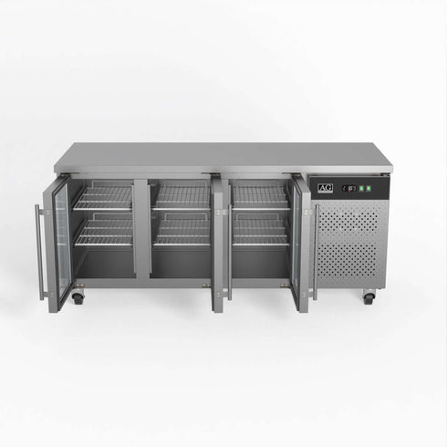 AG Three Door Commercial Glass Door Worktop / Under Bench Display Fridge 700mm Depth - GNX3100TNG