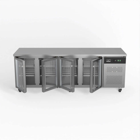AG Four Door Commercial Glass Door Worktop / Under Bench Display Fridge 700mm Depth - GNX4100TNG