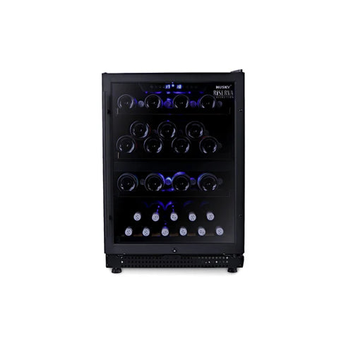 Husky Riserva 154L Dual Zone Wine Fridge in Black - HUSWS54DMBZY