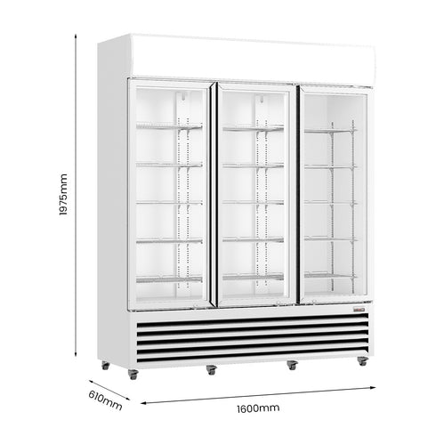 Thermaster Three Glass Door Colourbond Upright Drink Fridge - LG-1203P