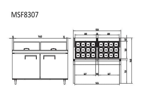 ATOSA 2 DOOR SANDWICH PREP TABLE FRIDGE 1530 MM - MSF8307