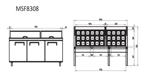 ATOSA 3 Door Sandwich Prep Table Fridge 1846mm - MSF8308