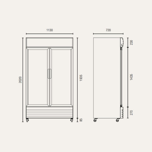 Exquisite Double Door Upright Display Fridge 1000 Litres - DC1000P