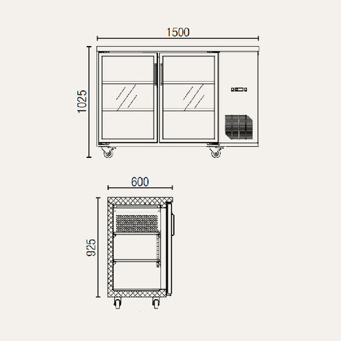 Exquisite Two Swing Doors Backbar Display Fridge - UBC380