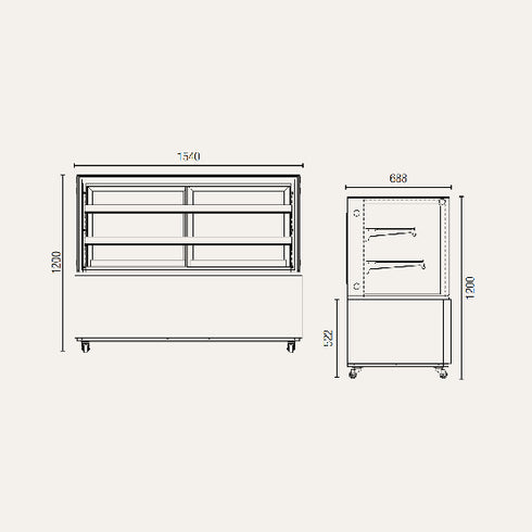 Exquisite Three Tiers Cake Display Fridge – Black finish - CDS215B