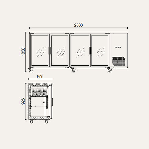 Exquisite Four Swing Doors Backbar Display Fridge - UBC630