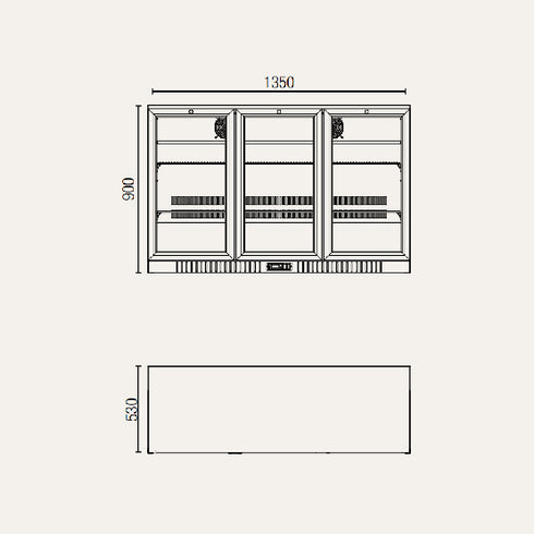 Exquisite Three Sliding Doors Backbar Display Fridge - UBC330S