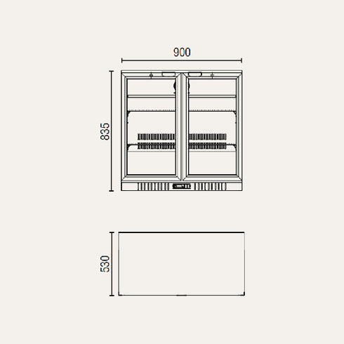 Exquisite Two Sliding Doors Backbar Display Fridge 199L - Low Height - UBC210SL