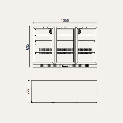 Exquisite Three Sliding Doors Backbar Display Fridge - Low Height - UBC330SL