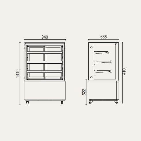 Exquisite Four Tiers Cake Display Fridge – Black finish - CDS309B