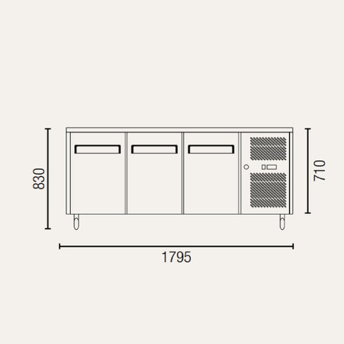Exquisite Three Solid Doors Underbench Freezer 700mm deep - USF400H