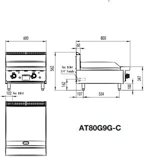 CookRite 900 MM HOTPLATE AT80G9G-C