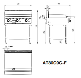 CookRite 900MM Hotplate AT80G9G-F