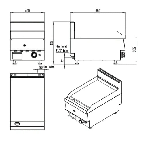 CookRite 400MM Hotplate - AT65G4G-C