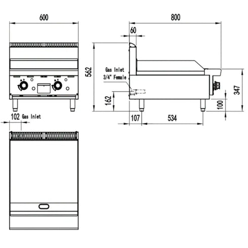 CookRite 600mm Hotplate AT80G6G-C