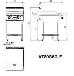 COOKRITE 600mm Hotplate AT80G6G-F