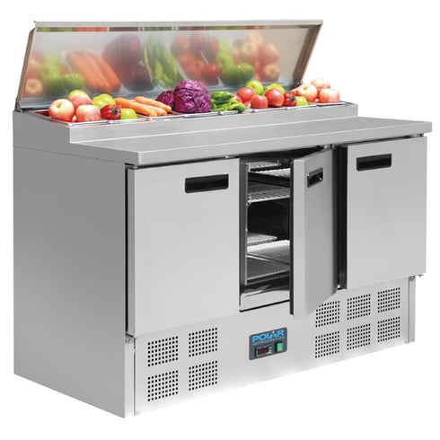 Polar G-Series 3 Door Pizza Prep Counter Fridge 390Ltr G605-A