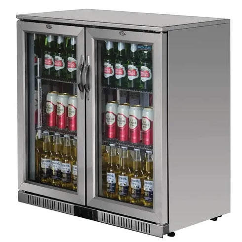 Polar G-Series Back Bar Cooler with 2 Doors (Hinged) Stainless Steel 208Ltr GL008-A