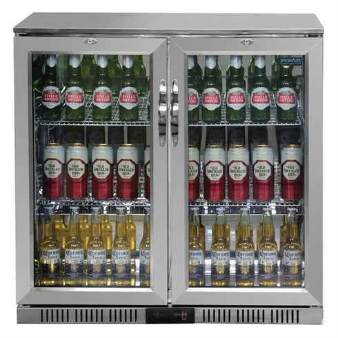 Polar G-Series Back Bar Cooler with 2 Doors (Hinged) Stainless Steel 208Ltr GL008-A