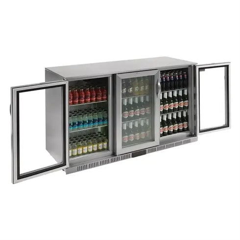 Polar G-Series Back Bar Cooler with 3 Doors (Hinged) Stainless Steel 330Ltr GL009-A